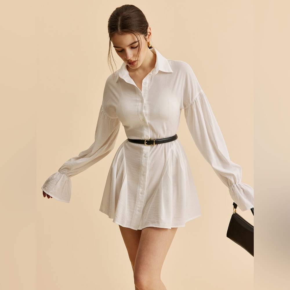 Commense White Mini Shirt Dress NWT